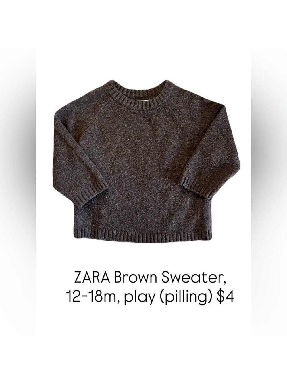 🩵4/$20 Zara Brown Classic Crew Neck Sweater
